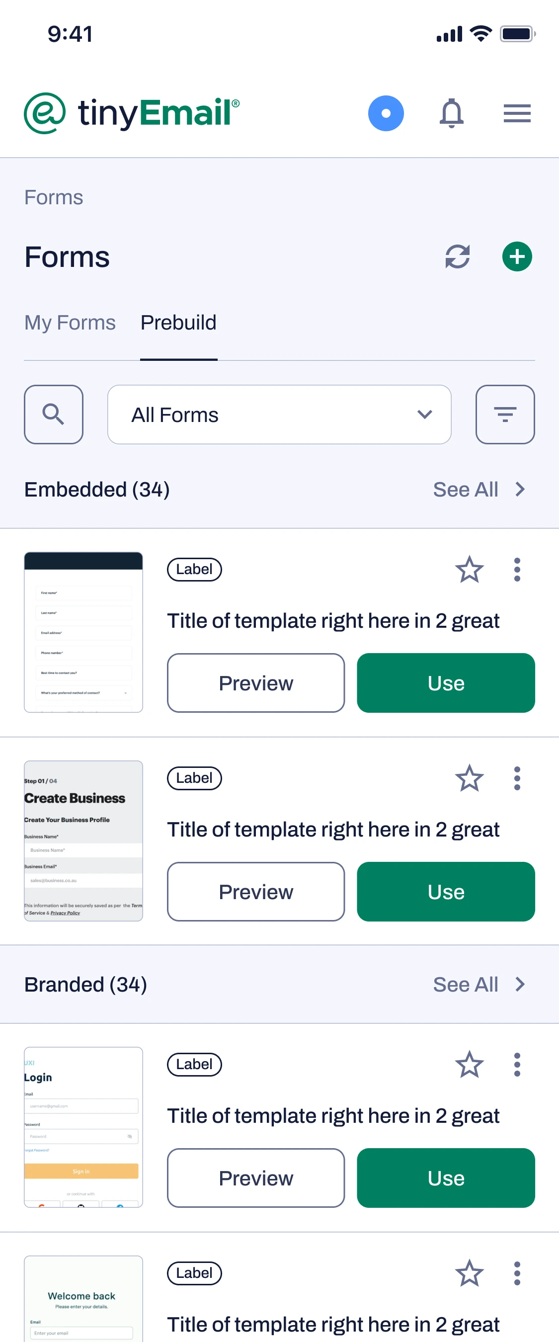 tinyEmail Forms on mobile