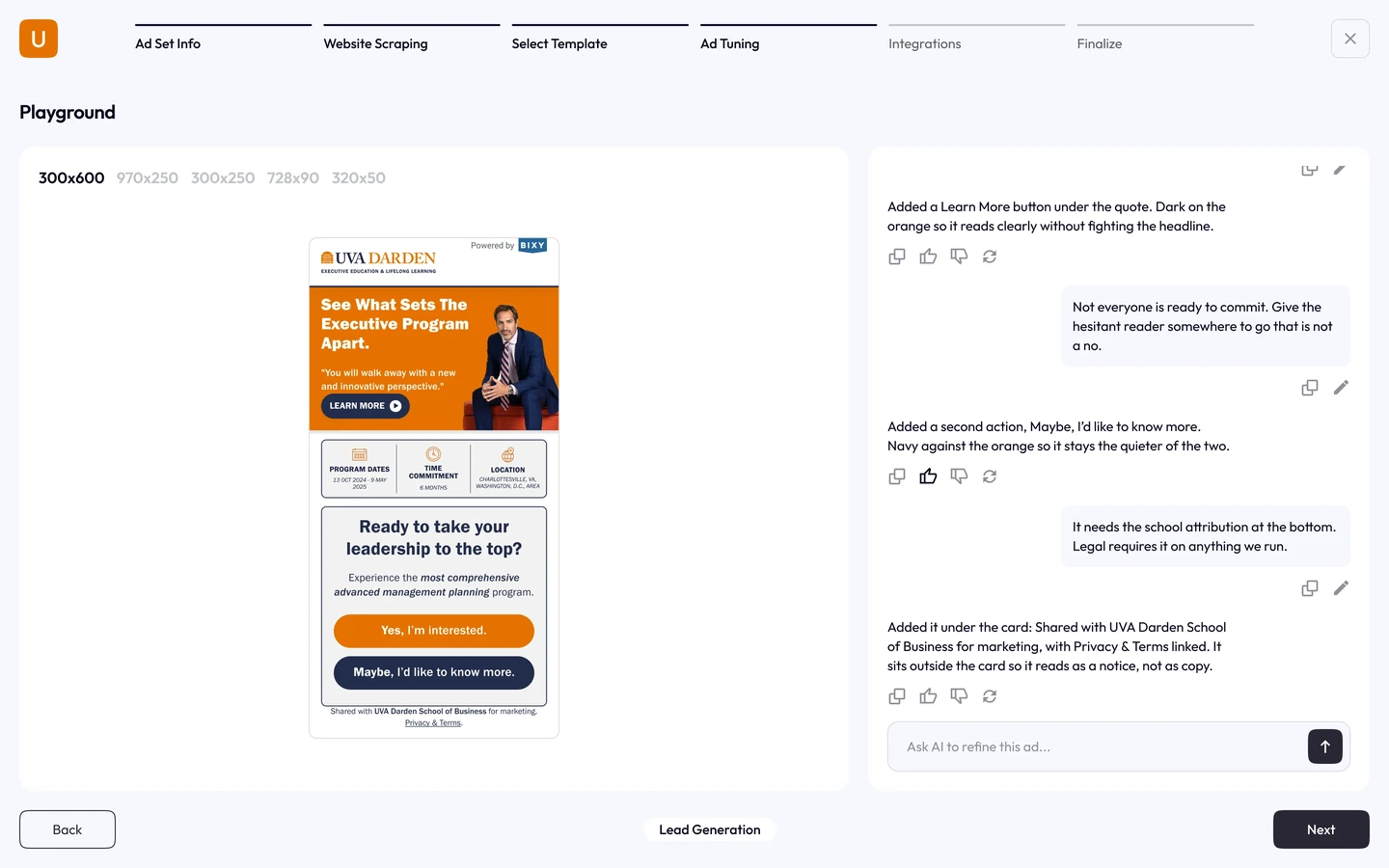The legal attribution is added last, with the whole exchange scrolled behind it
